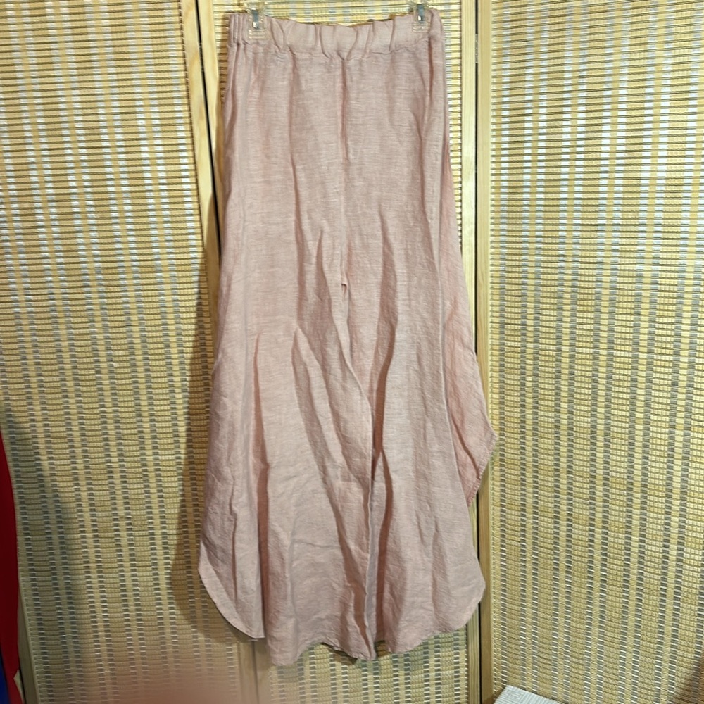 Suzy D London Light Pink Linen Sahara Ultra Wide Leg Culotte Pants Med NWT - Picture 8 of 16